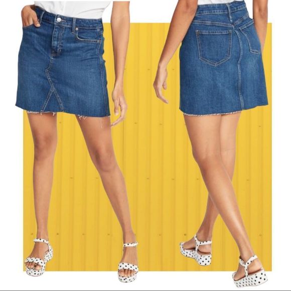 Old Navy Dresses & Skirts - Old Navy High-Waisted Button-Fly Cut-Off Mini Jean Skirt Size 14 NWT